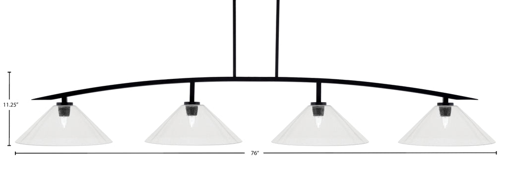 Kurve Four Light Bar in Matte Black with Clear Bubble Shade