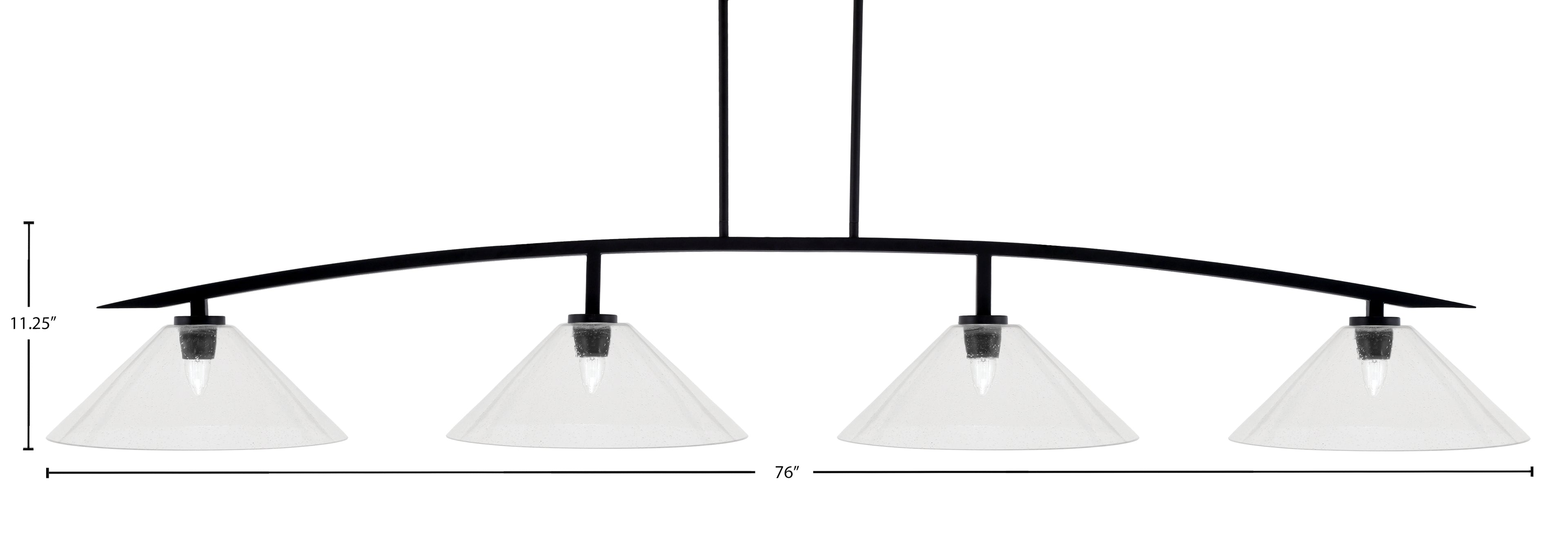 Kurve Four Light Bar in Matte Black with Clear Bubble Shade