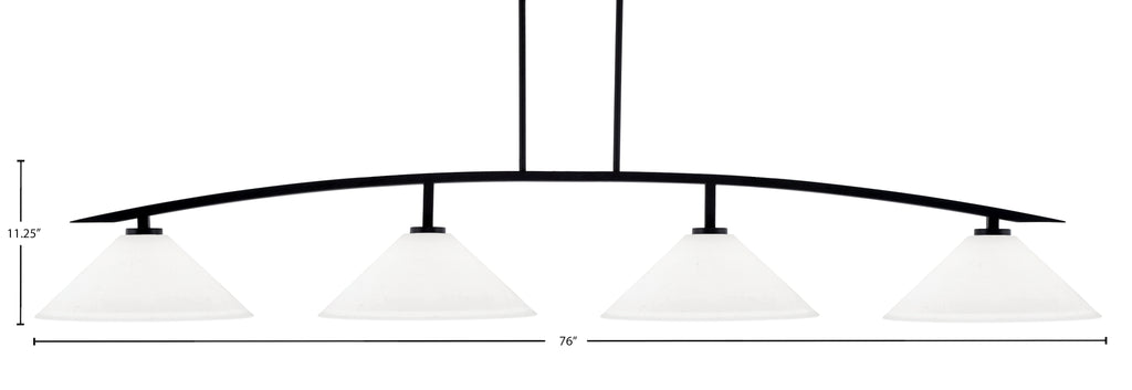 Kurve Four Light Bar in Matte Black with White Muslin Shade