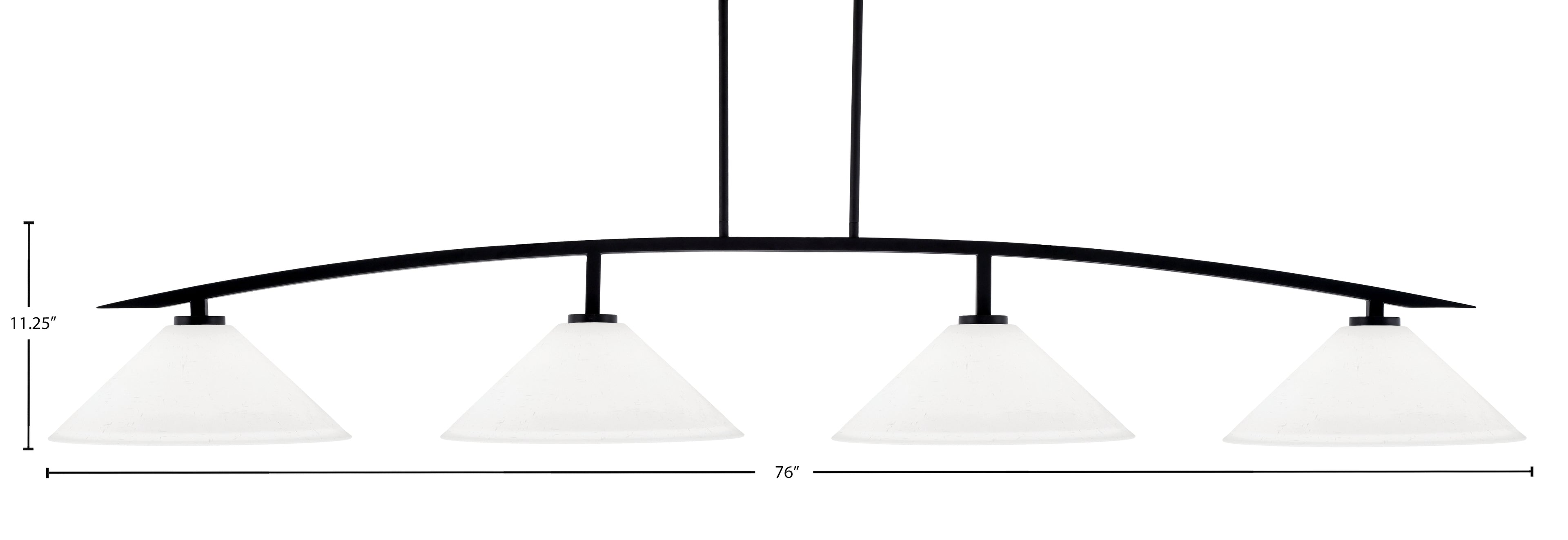 Kurve Four Light Bar in Matte Black with White Muslin Shade