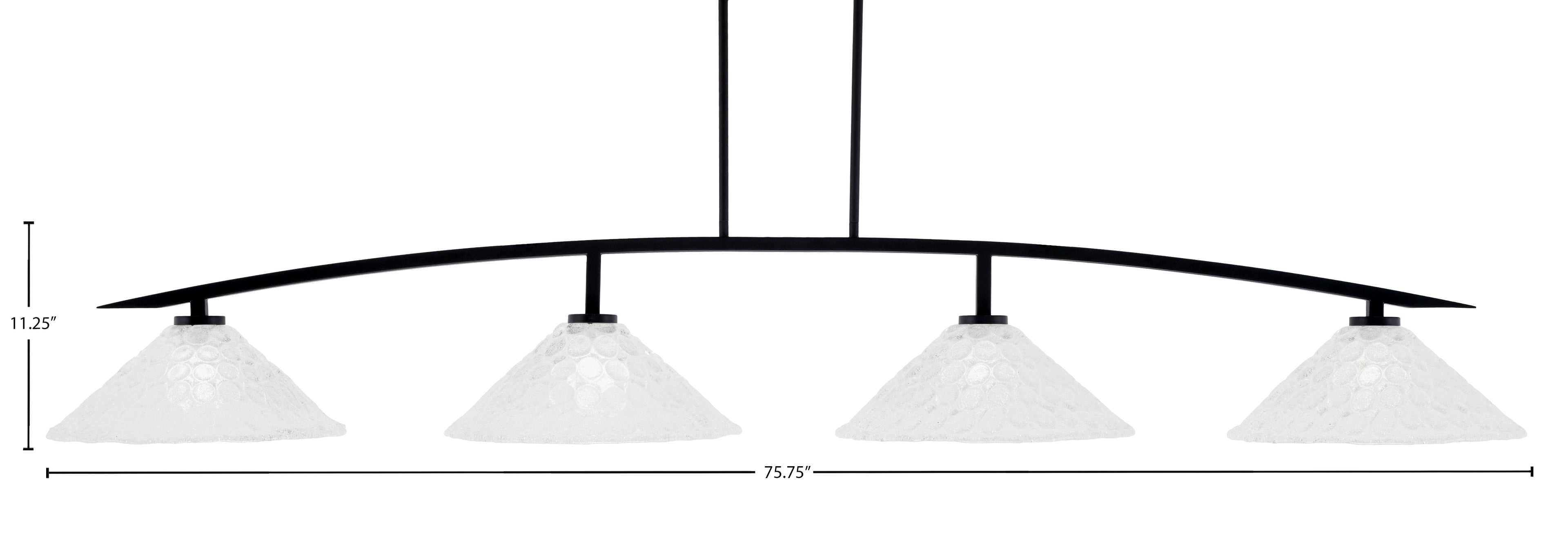 Kurve Four Light Bar in Matte Black with Italian Bubble Shade