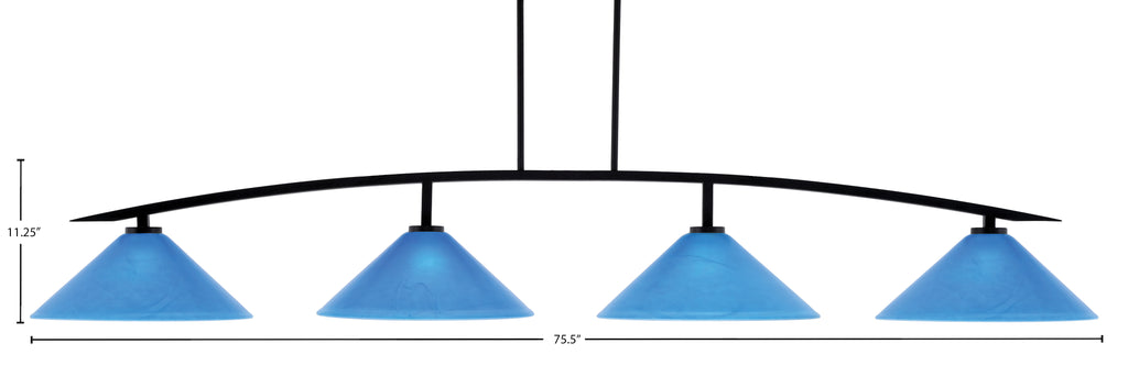 Kurve Four Light Bar in Matte Black with Blue Italian Shade