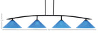 Kurve Four Light Bar in Matte Black with Blue Italian Shade