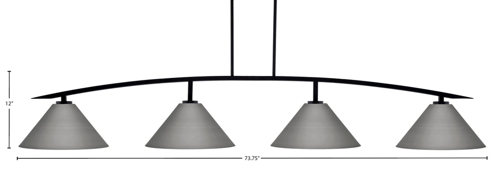 Kurve Four Light Bar in Matte Black with Graphite Cone Metal Shades Shade
