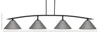 Kurve Four Light Bar in Matte Black with Graphite Cone Metal Shades Shade