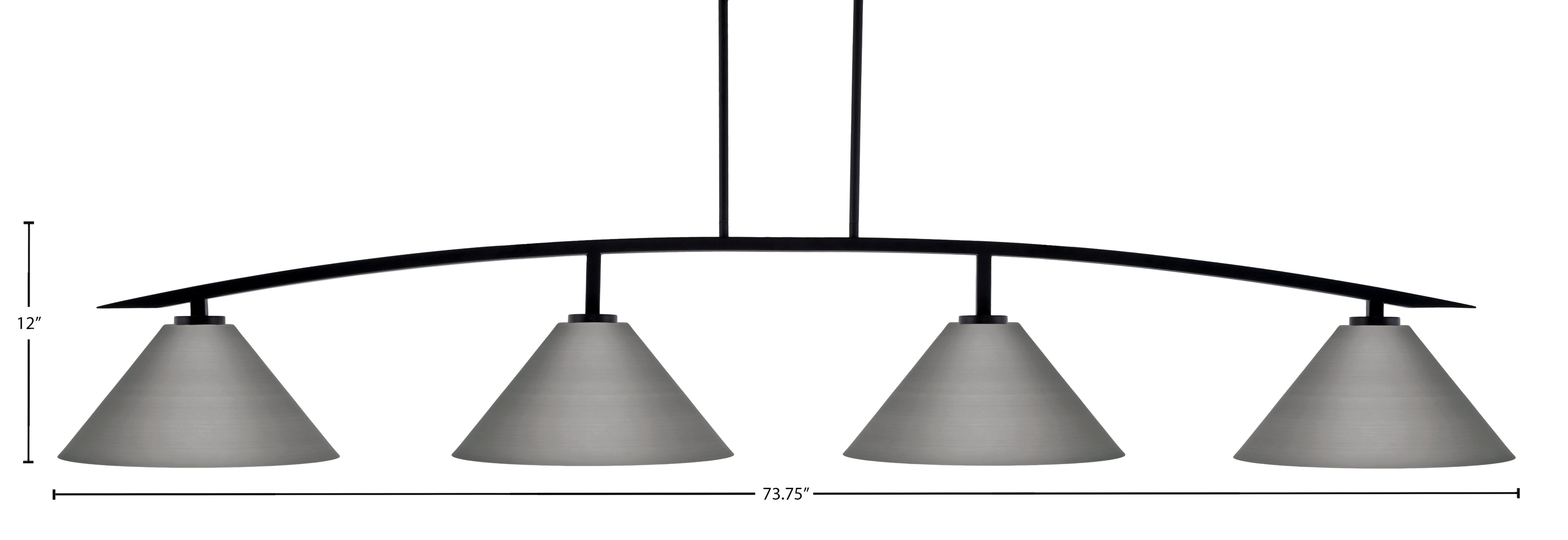 Kurve Four Light Bar in Matte Black with Graphite Cone Metal Shades Shade