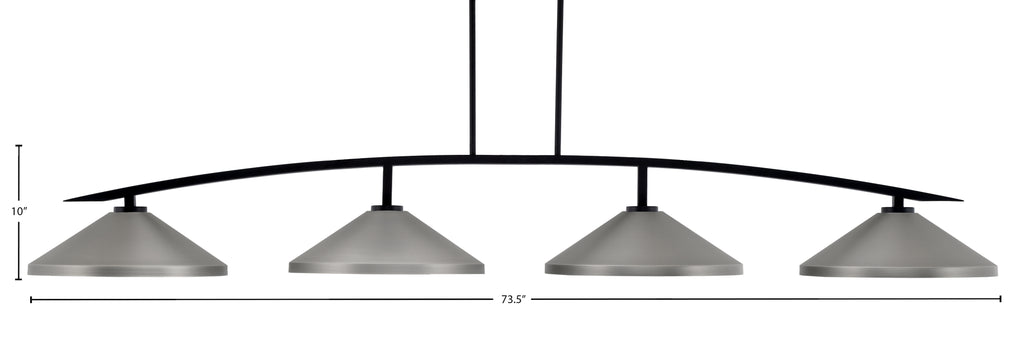 Kurve Four Light Bar in Matte Black with Graphite Cone Metal Shades Shade