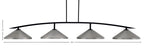 Kurve Four Light Bar in Matte Black with Graphite Cone Metal Shades Shade