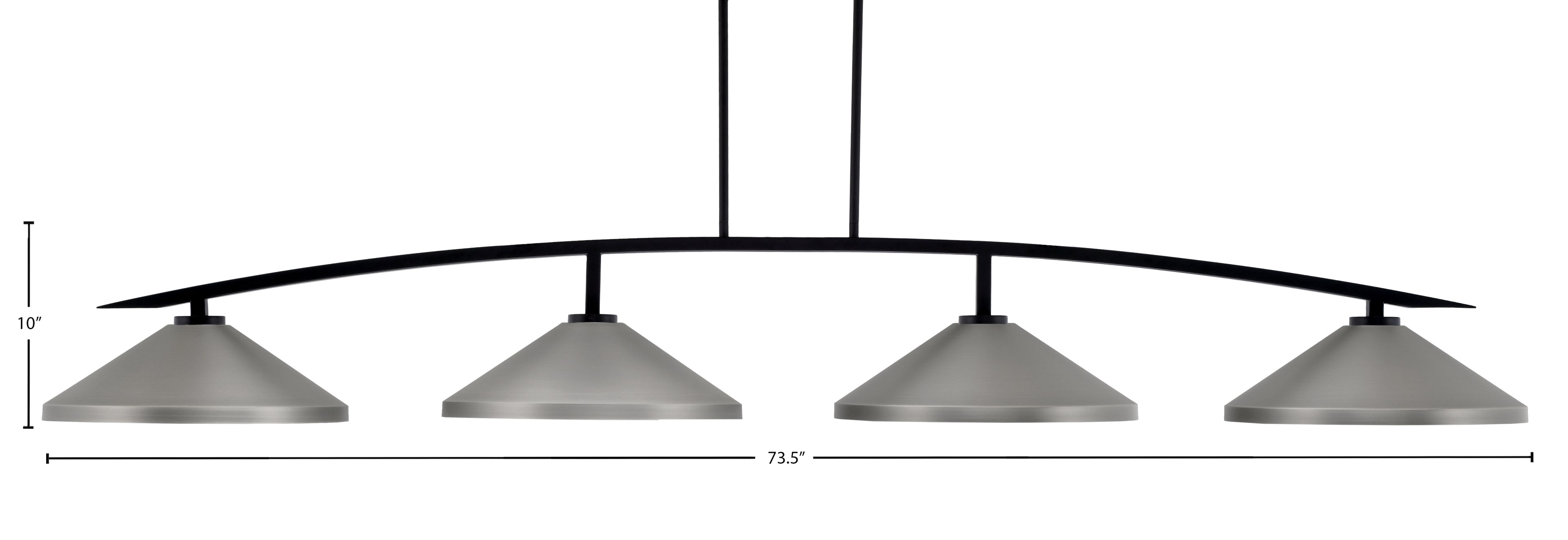 Kurve Four Light Bar in Matte Black with Graphite Cone Metal Shades Shade