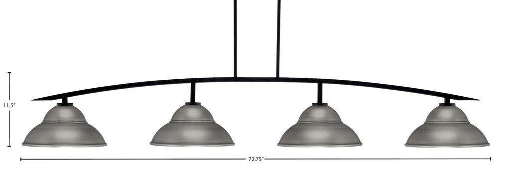 Kurve Four Light Bar in Matte Black with Graphite Double Bubble Metal Shades Shade