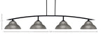Kurve Four Light Bar in Matte Black with Graphite Double Bubble Metal Shades Shade
