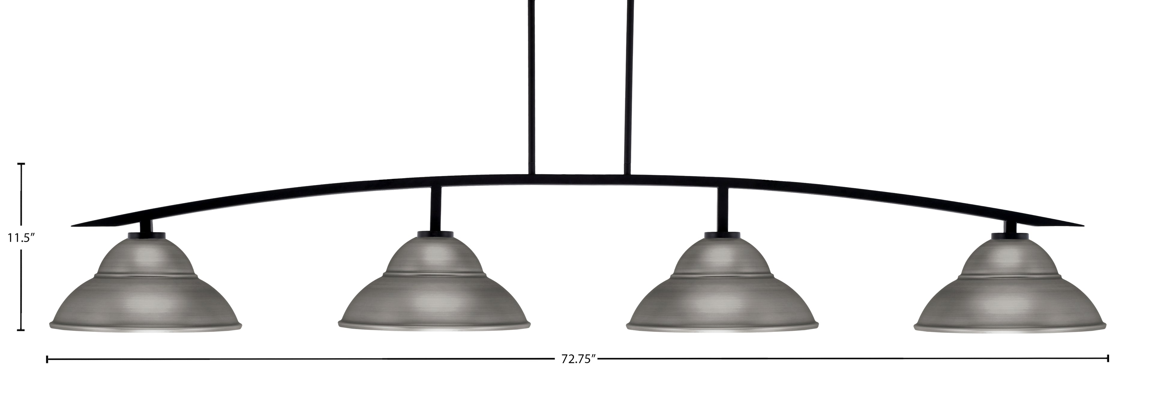 Kurve Four Light Bar in Matte Black with Graphite Double Bubble Metal Shades Shade