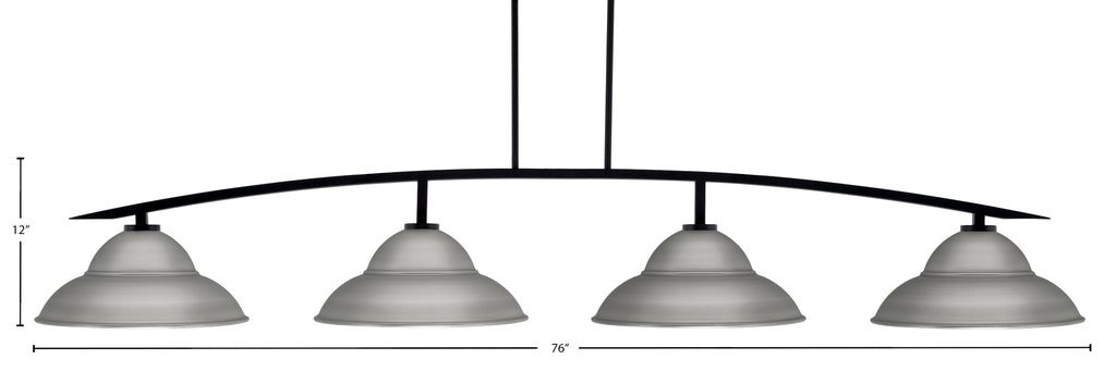 Kurve Four Light Bar in Matte Black with Graphite Double Bubble Metal Shades Shade