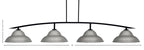 Kurve Four Light Bar in Matte Black with Graphite Double Bubble Metal Shades Shade