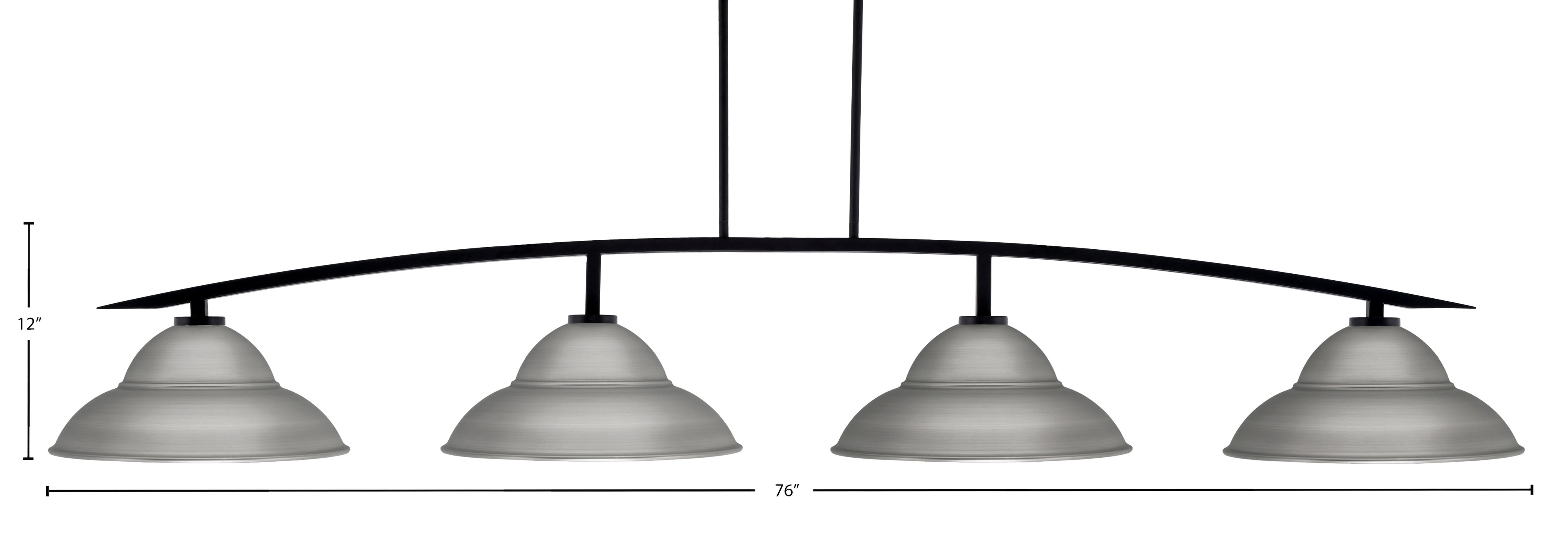 Kurve Four Light Bar in Matte Black with Graphite Double Bubble Metal Shades Shade