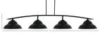 Kurve Four Light Bar in Matte Black with Matte Black Double Bubble Metal Shades Shade