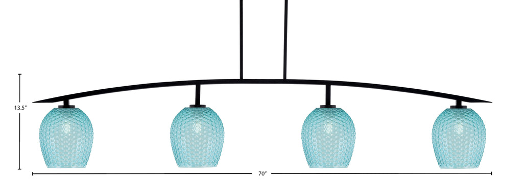 Kurve Four Light Bar in Matte Black with Turquoise Textured Shade