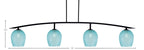 Kurve Four Light Bar in Matte Black with Turquoise Textured Shade