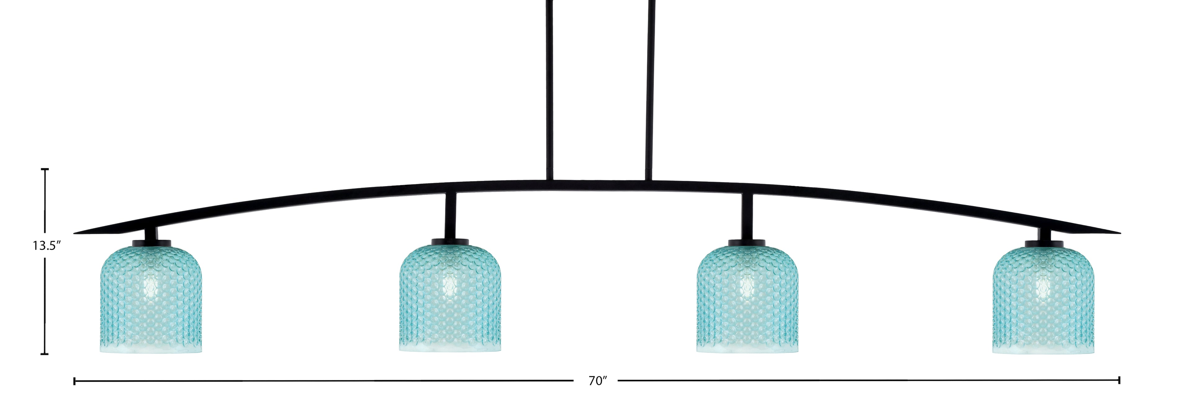 Kurve Four Light Bar in Matte Black with Turquoise Textured Shade