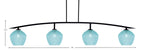 Kurve Four Light Bar in Matte Black with Turquoise Textured Shade