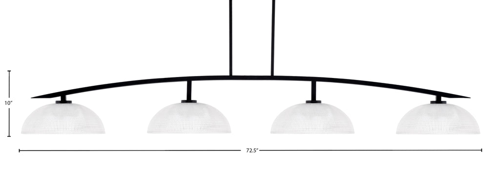Kurve Four Light Bar in Matte Black with Clear Ribbed Shade