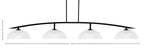 Kurve Four Light Bar in Matte Black with Clear Ribbed Shade