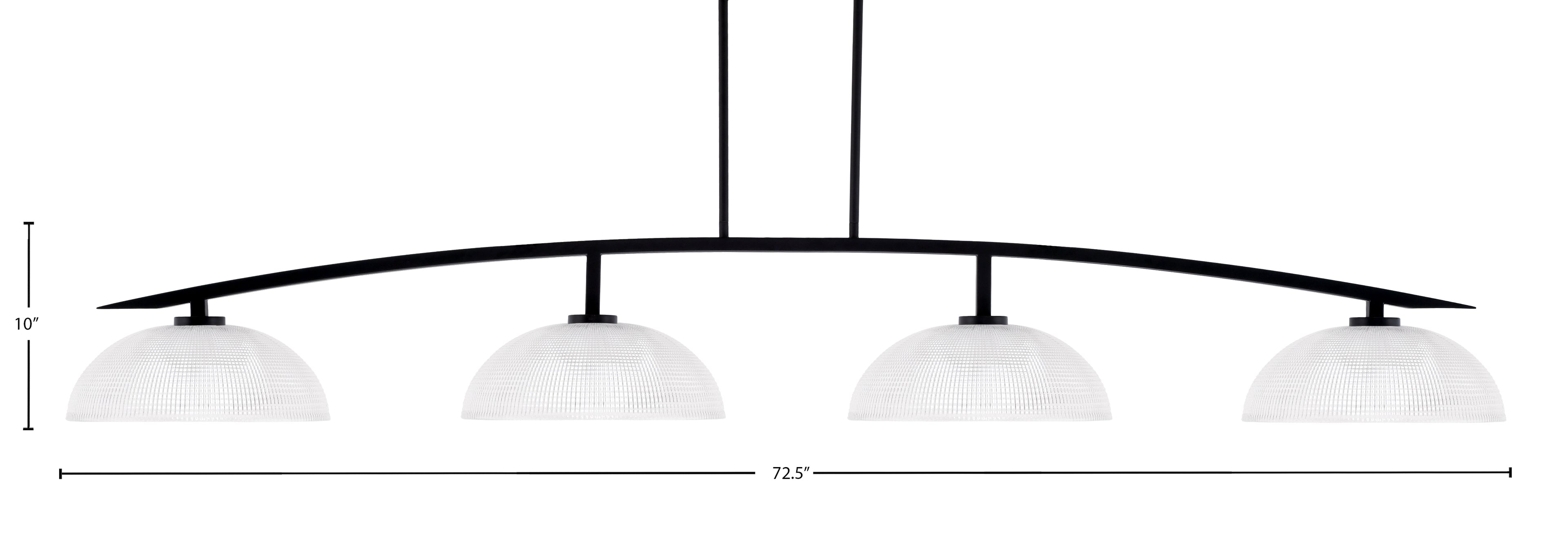 Kurve Four Light Bar in Matte Black with Clear Ribbed Shade