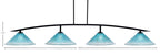 Kurve Four Light Bar in Matte Black with Teal Crystal Shade