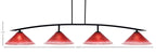 Kurve Four Light Bar in Matte Black with Raspberry Crystal Shade