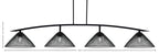 Kurve Four Light Bar in Matte Black with Matte Black Cone Mesh Metal Shades Shade