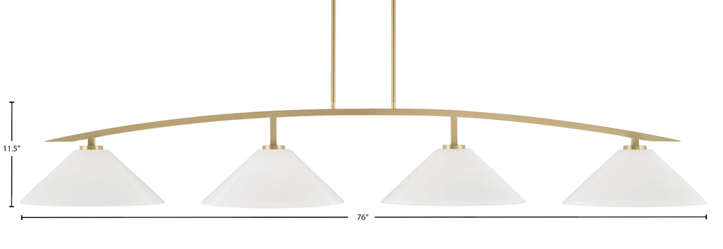 Kurve Four Light Bar in New Age Brass with White Marble Shade