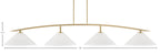 Kurve Four Light Bar in New Age Brass with White Marble Shade