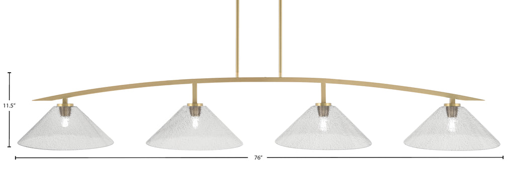 Kurve Four Light Bar in New Age Brass with Smoke Bubble Shade