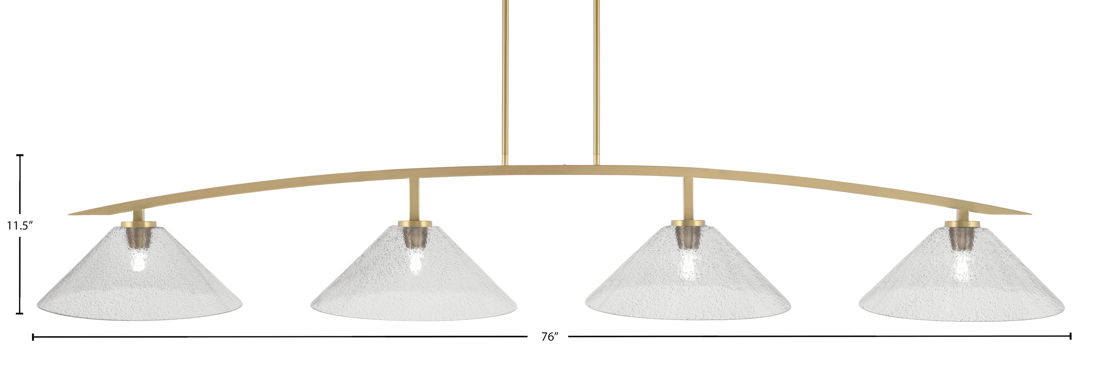 Kurve Four Light Bar in New Age Brass with Smoke Bubble Shade