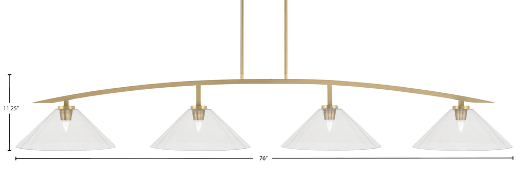 Kurve Four Light Bar in New Age Brass with Clear Bubble Shade