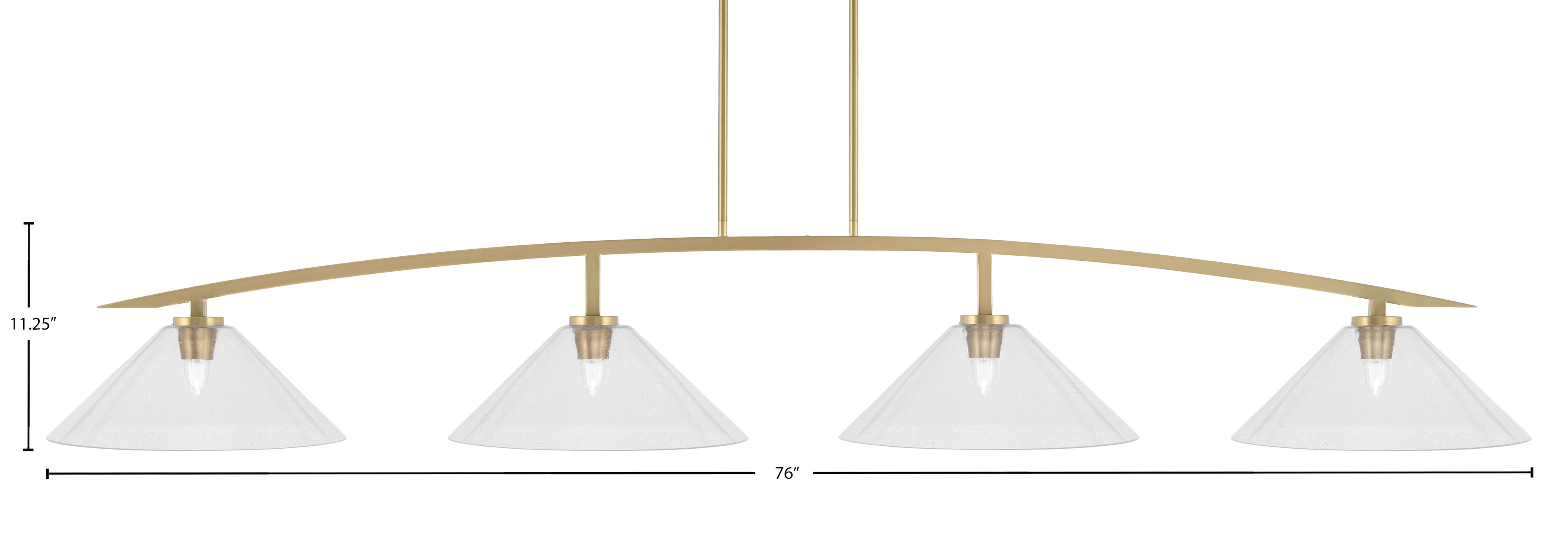Kurve Four Light Bar in New Age Brass with Clear Bubble Shade