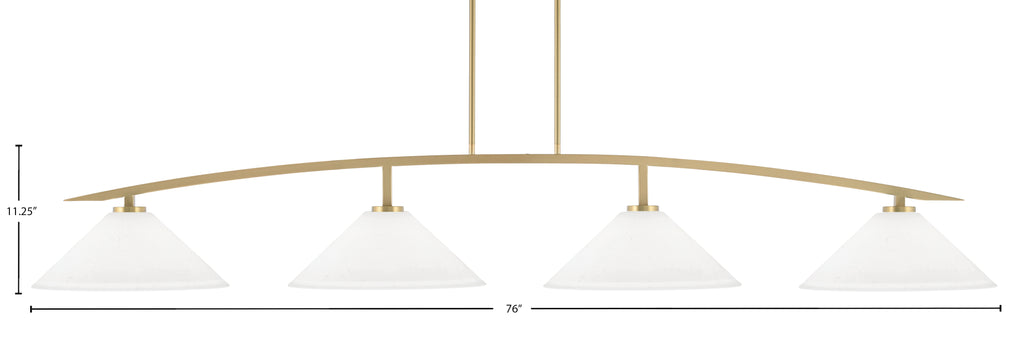 Kurve Four Light Bar in New Age Brass with White Muslin Shade