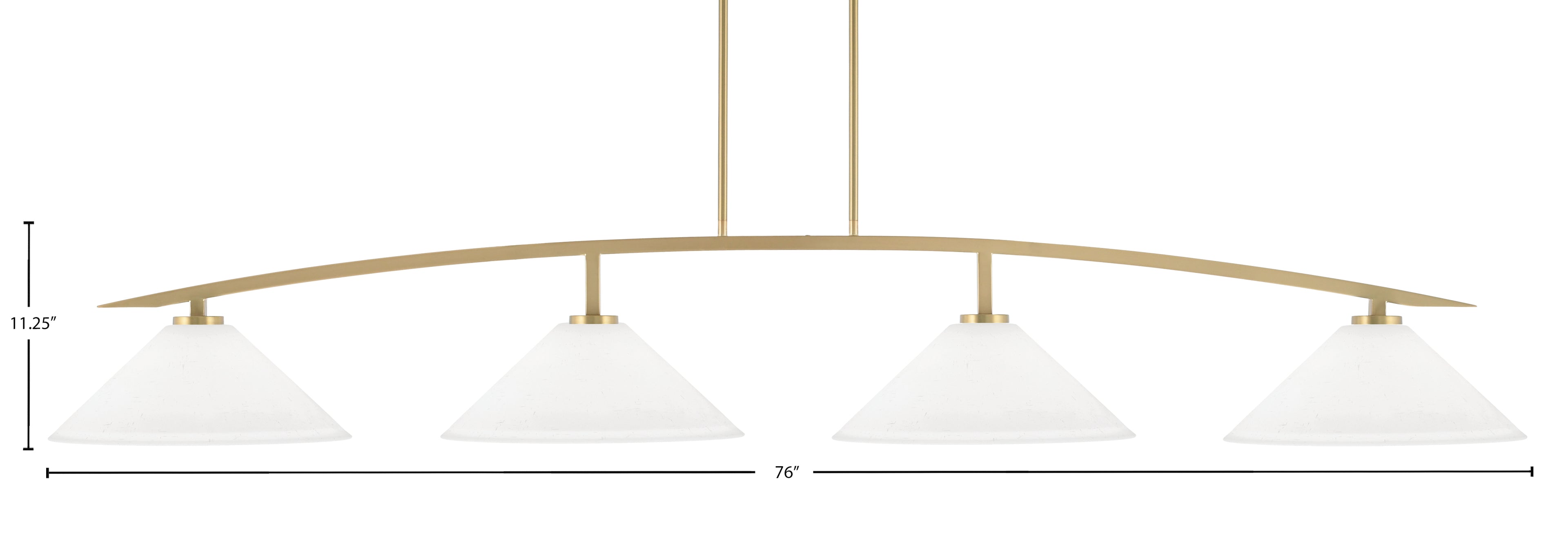 Kurve Four Light Bar in New Age Brass with White Muslin Shade