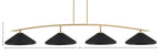 Kurve Four Light Bar in New Age Brass with Matte Black Cone Metal Shades Shade