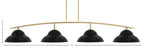 Kurve Four Light Bar in New Age Brass with Matte Black Double Bubble Metal Shades Shade