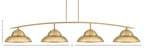 Kurve Four Light Bar in New Age Brass with New Age Brass Double Bubble Metal Shades Shade