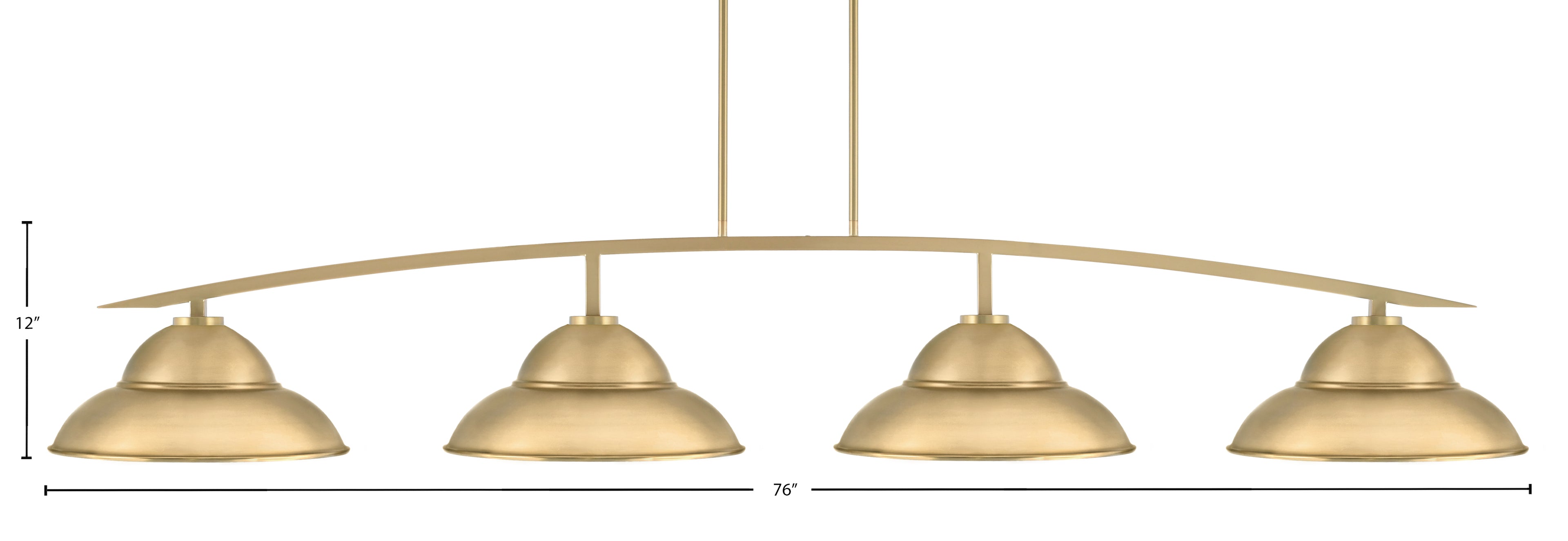Kurve Four Light Bar in New Age Brass with New Age Brass Double Bubble Metal Shades Shade