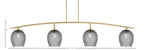 Kurve Four Light Bar in New Age Brass with Smoke Textured Shade