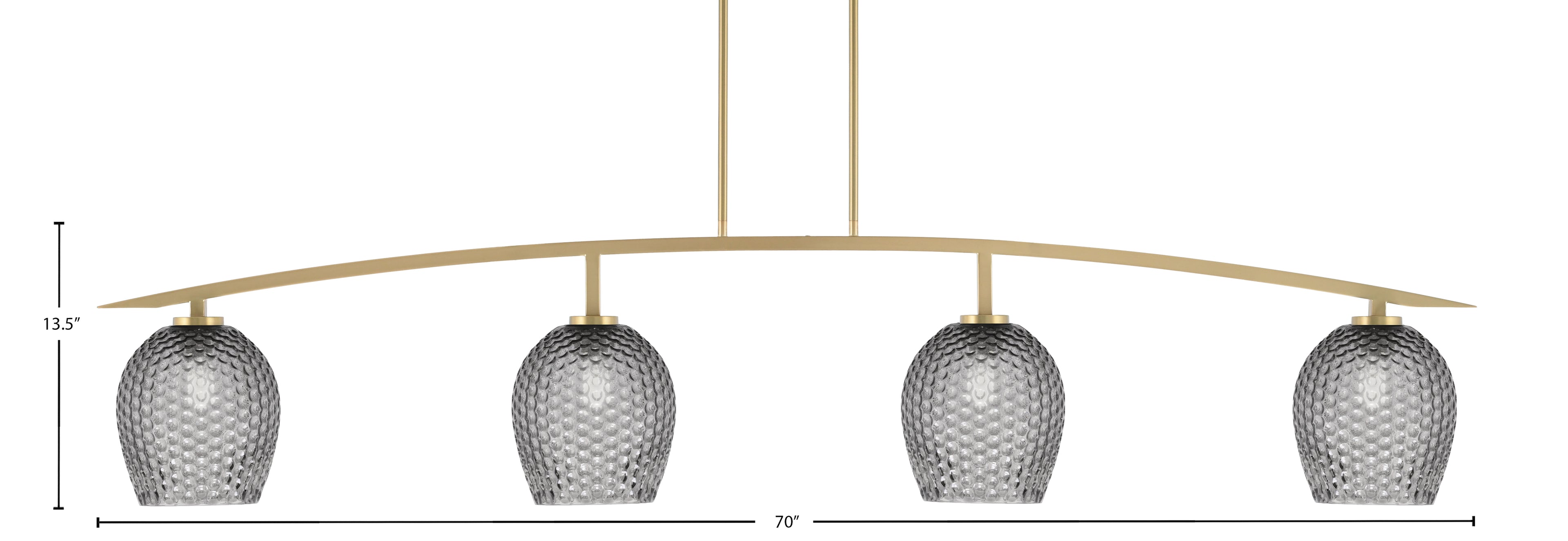 Kurve Four Light Bar in New Age Brass with Smoke Textured Shade