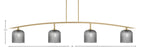 Kurve Four Light Bar in New Age Brass with Smoke Textured Shade