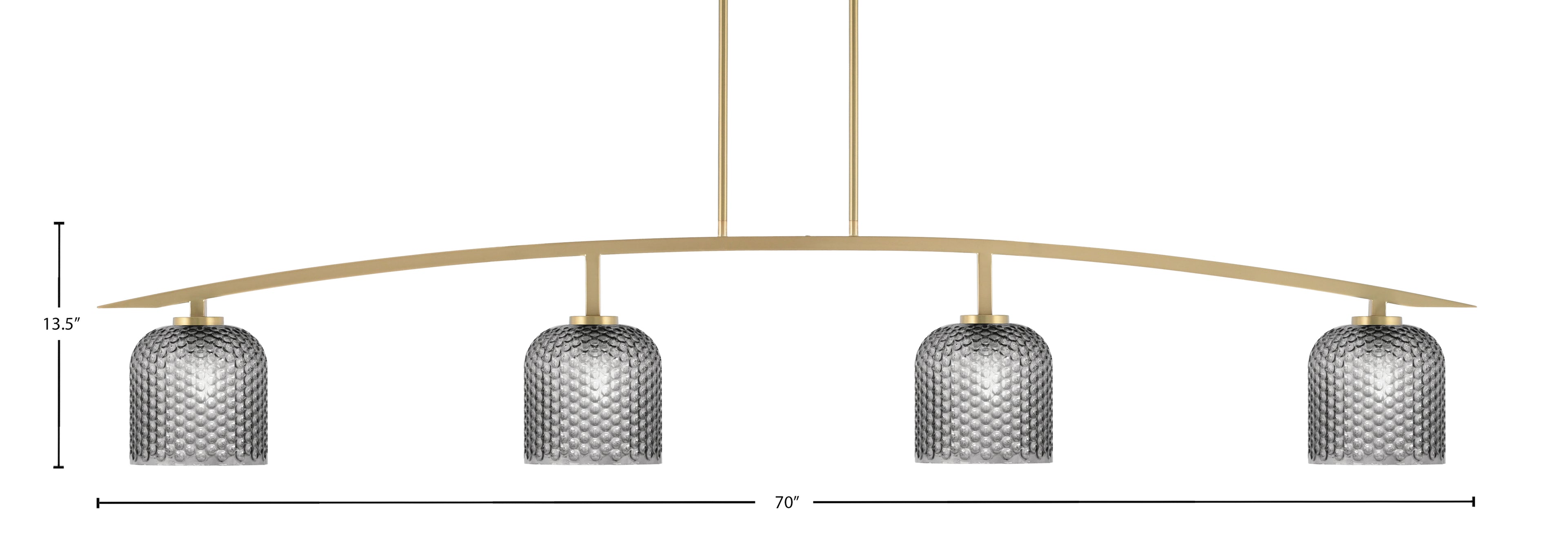 Kurve Four Light Bar in New Age Brass with Smoke Textured Shade
