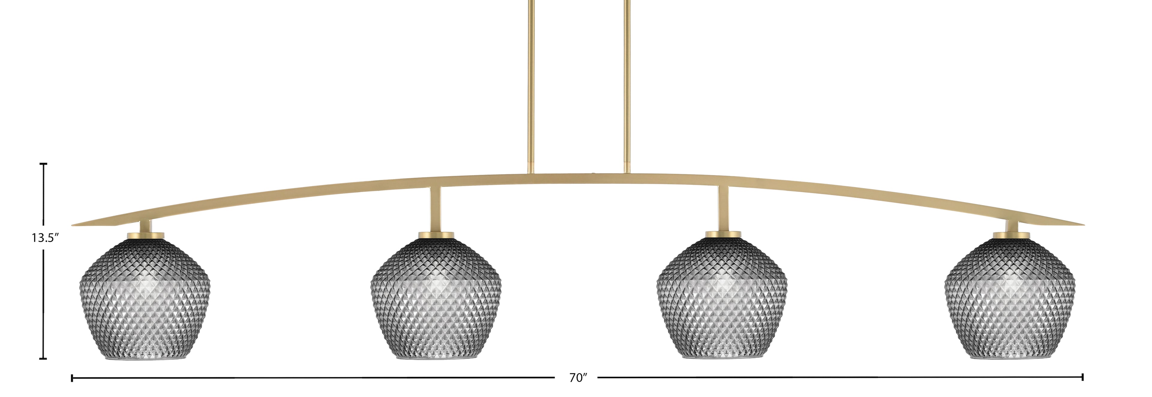 Kurve Four Light Bar in New Age Brass with Smoke Textured Shade