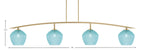 Kurve Four Light Bar in New Age Brass with Turquoise Textured Shade