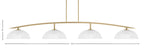 Kurve Four Light Bar in New Age Brass with Clear Ribbed Shade