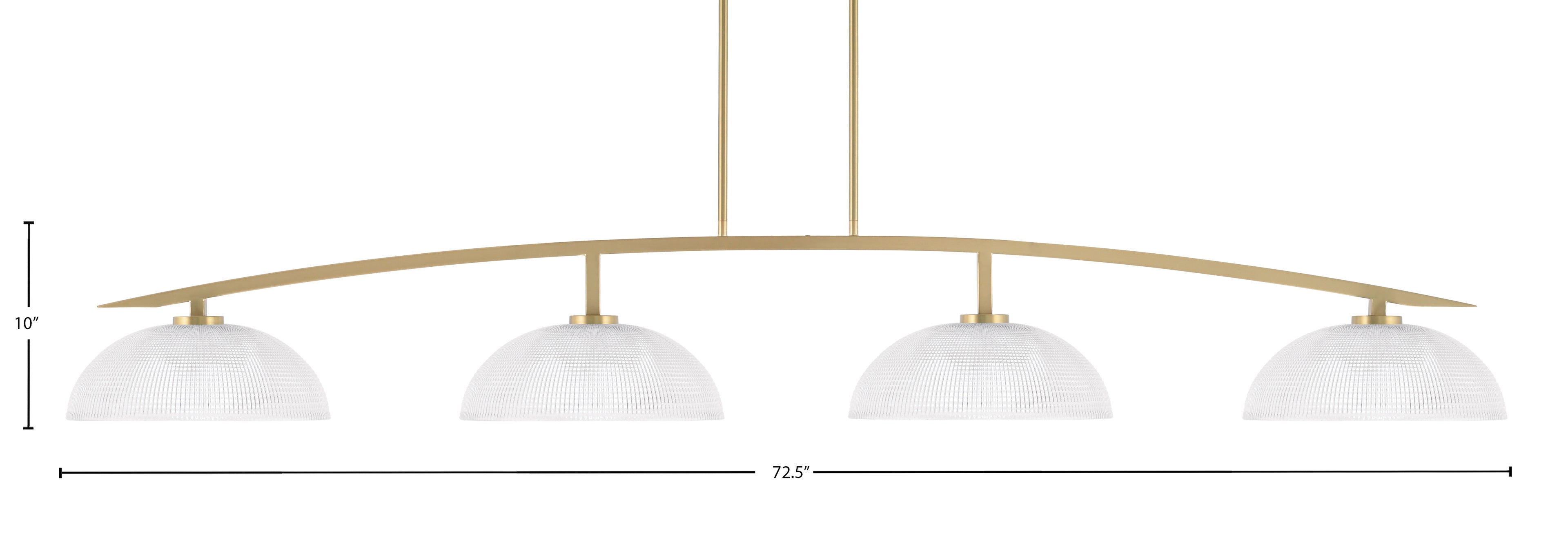 Kurve Four Light Bar in New Age Brass with Clear Ribbed Shade